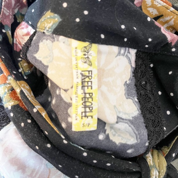 Free People Black Polka Dot Floral Maxi Dress Sz S Boho Festival Summer - Picture 4 of 10